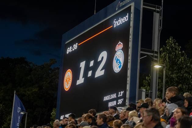 11 09 2025, xhfmx, Football Quali Champions League, Eintracht Frankfurt Women Real Madrid Women Final Score on the Scoreboard DFL DFB REGULATIONS PROHIBIT ANY USE OF PHOTOGRAPHS as IMAGE SEQUENCES and or QUASI VIDEO Frankfurt