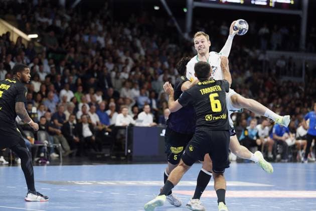 HANDBALL : EHF CHAMPIONS LEAGUE - NANTES v FUCHSE BERLIN - 11 09 2025 Mathias GIDSEL of Füchse Berlin during the EHF Champions League, Group Phase, handball match between HBC Nantes and Füchse Berlin on 11 September 2025 at H Arena in Nantes, France - Photo Julien Kammerer PsnewZ NantesFrance  Copyright: xJulienxKammererx