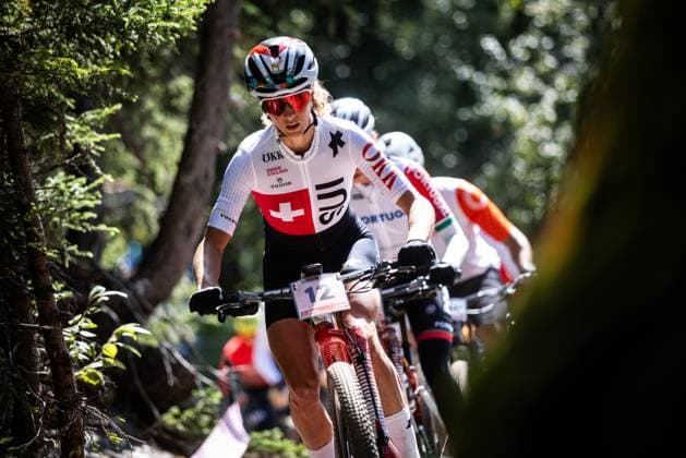 2025 UCI Mountain Bike World Championships Picture by Michal Cerveny SWpix.com - 12 09 2025 - Cycling - 2025 UCI Mountain Bike World Championships - Cross-country Olympic - Crans Montana, Valais, Switzerland - Practice Training - Switzerland Copyright: x xSWpix.comx(t axPhotographyxHubxLtd)xMichalxCerveny SWpix.comx SWP-3030-3436