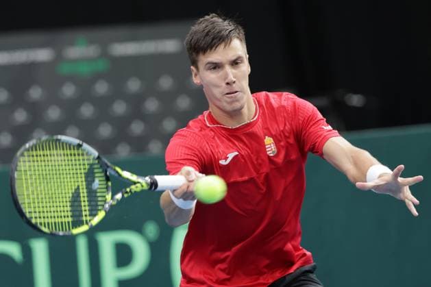 TENNIS - Davis Cup, HUN vs AUT DEBRECEN,HUNGARY,12.SEP.25 - TENNIS - ITF Davis Cup, qualification round 2, Hungary vs Austria. Image shows Fabian Marozsan (HUN).  GEPAxpictures xWalterxLuger