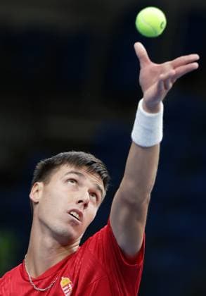 TENNIS - Davis Cup, HUN vs AUT DEBRECEN,HUNGARY,12.SEP.25 - TENNIS - ITF Davis Cup, qualification round 2, Hungary vs Austria. Image shows Fabian Marozsan (HUN).  GEPAxpictures xWalterxLuger