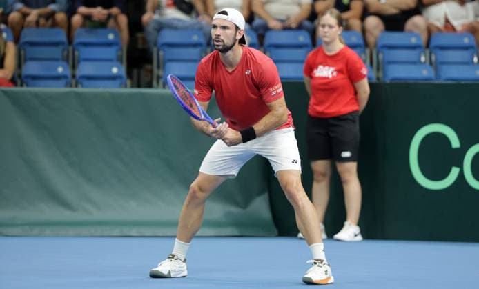 TENNIS - Davis Cup, HUN vs AUT DEBRECEN,HUNGARY,12.SEP.25 - TENNIS - ITF Davis Cup, qualification round 2, Hungary vs Austria. Image shows Jurij Rodionov (AUT).  GEPAxpictures xWalterxLuger