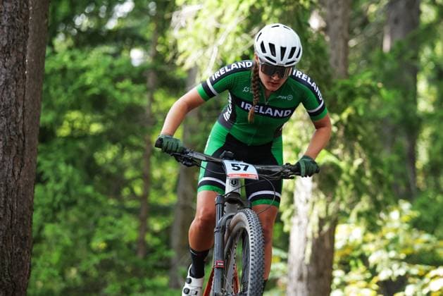 2025 UCI Mountain Bike World Championships Picture by Ed Sykes SWpix.com - 12 09 2025 - Cycling - 2025 UCI Mountain Bike World Championships - Cross-country Olympic - Crans Montana, Valais, Switzerland - Women Junior - Greta Lawless (Ireland) Copyright: x xSWpix.comx(t axPhotographyxHubxLtd)xEdxSykes SWpix.comx SWP-3030-3520