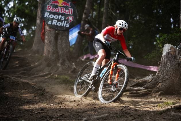2025 UCI Mountain Bike World Championships Picture by Ed Sykes SWpix.com - 12 09 2025 - Cycling - 2025 UCI Mountain Bike World Championships - Cross-country Olympic - Crans Montana, Valais, Switzerland - Women Junior - Lily Rose Marois (Canada) Copyright: x xSWpix.comx(t axPhotographyxHubxLtd)xEdxSykes SWpix.comx SWP-3030-3551