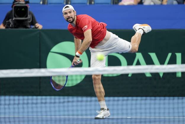 TENNIS - Davis Cup, HUN vs AUT DEBRECEN,HUNGARY,12.SEP.25 - TENNIS - ITF Davis Cup, qualification round 2, Hungary vs Austria. Image shows Jurij Rodionov (AUT).  GEPAxpictures xWalterxLuger