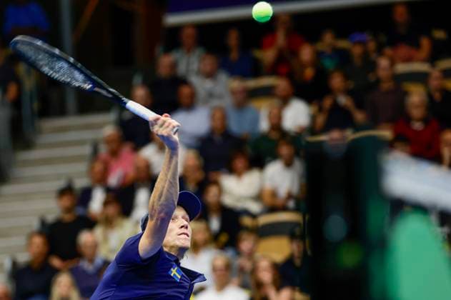 PARTILLE, SWEDEN 20250912 Leo Borg during the singles match against Moez Echargui in the Davis Cup meeting between Sweden and Tunisia in Partille arena PARTILLE SWEDEN x9200x  Copyright: xAdamxIhse TTx DAVIS CUP SVERIGE-TUNISIEN
