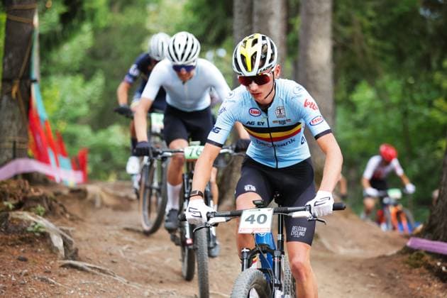 2025 UCI Mountain Bike World Championships Picture by Ed Sykes SWpix.com - 12 09 2025 - Cycling - 2025 UCI Mountain Bike World Championships - Cross-country Olympic - Crans Montana, Valais, Switzerland - Men Junior - Ryan Laenen (Belgium) Copyright: x xSWpix.comx(t axPhotographyxHubxLtd)xEdxSykes SWpix.comx SWP-3030-3625