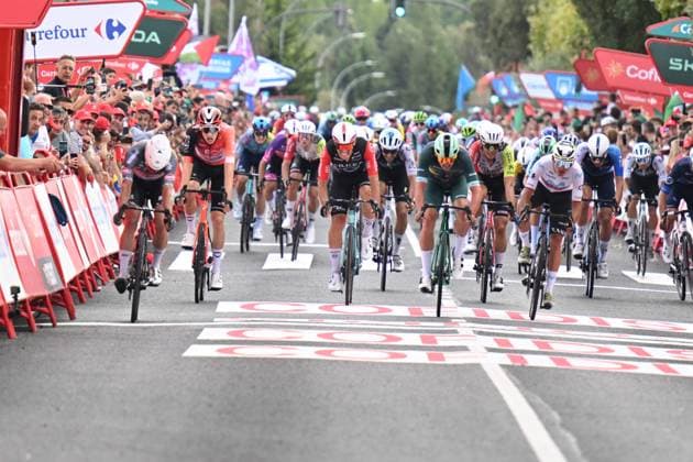 12-09-2025 Vuelta A Espana; Tappa 19 Rueda - Guijuelo; 2025, Alpecin - Deceuninck; 2025, Lidl - Trek; Philipsen, Jasper; Pedersen, Mads; Guijuelo; 