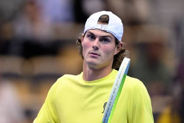 250912 Olle Wallin of Sweden during the Davis Cup tennis match between Sweden and Tunisia on September 12, 2025 in Partille Photo Carl Sandin BILDBYRAN code CS CS0767 tennis davis cup sweden sverige tunisien tunisia bbeng sverige sweden  Copyright: CARLxSANDIN BB250912CS027
