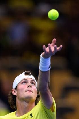 250912 Olle Wallin of Sweden during the Davis Cup tennis match between Sweden and Tunisia on September 12, 2025 in Partille Photo Carl Sandin BILDBYRAN code CS CS0767 tennis davis cup sweden sverige tunisien tunisia bbeng sverige sweden  Copyright: CARLxSANDIN BB250912CS036