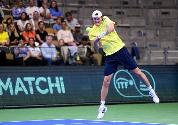 250912 Olle Wallin of Sweden during the Davis Cup tennis match between Sweden and Tunisia on September 12, 2025 in Partille Photo Carl Sandin BILDBYRAN code CS CS0767 tennis davis cup sweden sverige tunisien tunisia bbeng sverige sweden  Copyright: CARLxSANDIN BB250912CS042
