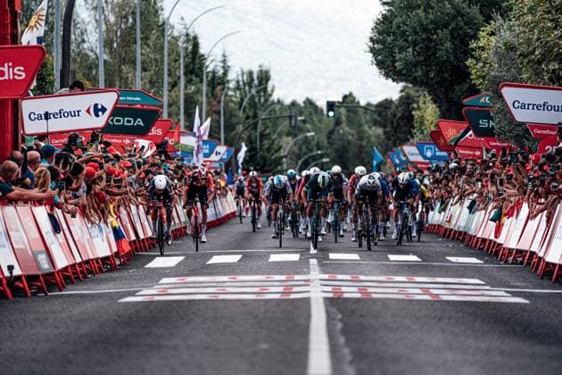 2025 Vuelta Ciclista a Espana Stage 19 Picture by Zac Williams SWpix.com - 12 09 2025 - Cycling - 2025 Vuelta Ciclista a Espana Stage 19, Rueda to Guijuelo, Spain - Jasper Philipsen, Alpecin Deceuninick, wins Stage 19. Copyright: x xSWpix.comx(t axPhotographyxHubxLtd)xZacxWilliams SWpix.comx SWP-2645