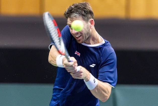 12th September 2025; Polsat Plus Arena, Gdynia, Poland; Davis Cup, World Group I, Poland versus Great Britain; Cameron Norrie (GB) returns  FotoxOlimpik