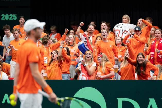 2025-09-12 2025 Davis Cup Qualifiers Second Round GRONINGEN, NETHERLANDS - SEPTEMBER 12: Botic van de Zandschulp of the Netherlands during the 2025 Davis Cup Qualifiers Second Round match between Netherlands and Argentina at MartiniPlaza on September 12, 2025 in Groningen, Netherlands. (Photo by Marleen Fouchier BSR Agency) Groningen Netherlands Content not available for redistribution in The Netherlands directly or indirectly through any third parties. Copyright: xBSRxAgencyx
