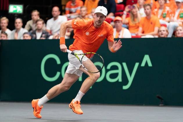 2025-09-12 2025 Davis Cup Qualifiers Second Round GRONINGEN, NETHERLANDS - SEPTEMBER 12: Botic van de Zandschulp of the Netherlands during the 2025 Davis Cup Qualifiers Second Round match between Netherlands and Argentina at MartiniPlaza on September 12, 2025 in Groningen, Netherlands. (Photo by Marleen Fouchier BSR Agency) Groningen Netherlands Content not available for redistribution in The Netherlands directly or indirectly through any third parties. Copyright: xBSRxAgencyx