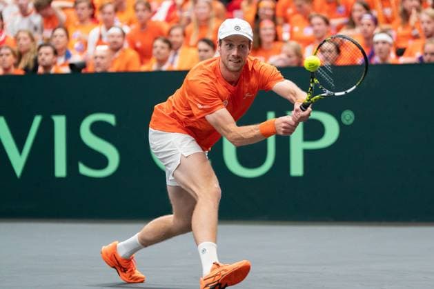 2025-09-12 2025 Davis Cup Qualifiers Second Round GRONINGEN, NETHERLANDS - SEPTEMBER 12: Botic van de Zandschulp of the Netherlands during the 2025 Davis Cup Qualifiers Second Round match between Netherlands and Argentina at MartiniPlaza on September 12, 2025 in Groningen, Netherlands. (Photo by Marleen Fouchier BSR Agency) Groningen Netherlands Content not available for redistribution in The Netherlands directly or indirectly through any third parties. Copyright: xBSRxAgencyx