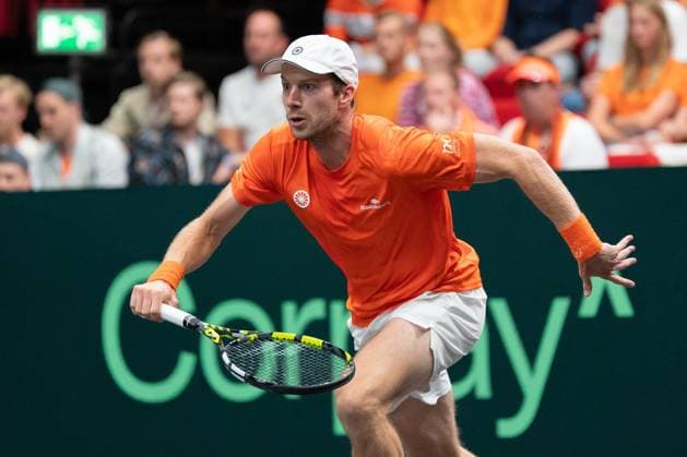 2025-09-12 2025 Davis Cup Qualifiers Second Round GRONINGEN, NETHERLANDS - SEPTEMBER 12: Botic van de Zandschulp of the Netherlands during the 2025 Davis Cup Qualifiers Second Round match between Netherlands and Argentina at MartiniPlaza on September 12, 2025 in Groningen, Netherlands. (Photo by Marleen Fouchier BSR Agency) Groningen Netherlands Content not available for redistribution in The Netherlands directly or indirectly through any third parties. Copyright: xBSRxAgencyx