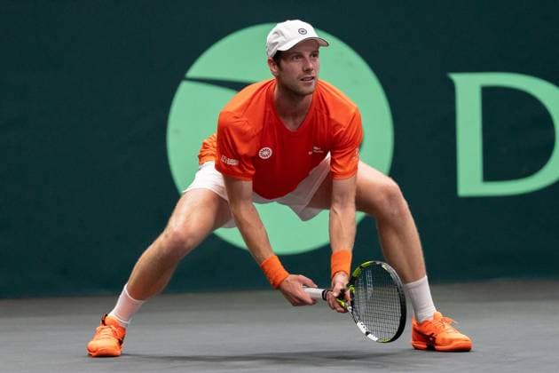 2025-09-12 2025 Davis Cup Qualifiers Second Round GRONINGEN, NETHERLANDS - SEPTEMBER 12: Botic van de Zandschulp of the Netherlands during the 2025 Davis Cup Qualifiers Second Round match between Netherlands and Argentina at MartiniPlaza on September 12, 2025 in Groningen, Netherlands. (Photo by Marleen Fouchier BSR Agency) Groningen Netherlands Content not available for redistribution in The Netherlands directly or indirectly through any third parties. Copyright: xBSRxAgencyx