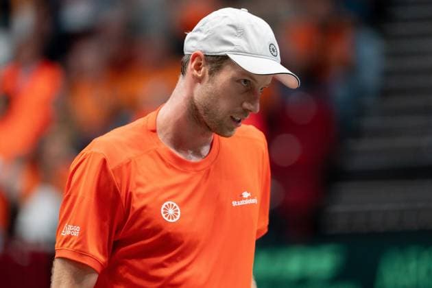 2025-09-12 2025 Davis Cup Qualifiers Second Round GRONINGEN, NETHERLANDS - SEPTEMBER 12: Botic van de Zandschulp of the Netherlands during the 2025 Davis Cup Qualifiers Second Round match between Netherlands and Argentina at MartiniPlaza on September 12, 2025 in Groningen, Netherlands. (Photo by Marleen Fouchier BSR Agency) Groningen Netherlands Content not available for redistribution in The Netherlands directly or indirectly through any third parties. Copyright: xBSRxAgencyx