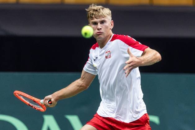 12h September 2025; Polsat Plus Arena, Gdynia, Poland; Davis Cup, World Group I, Poland versus Great Britain; Olaf Pieczkowski during his 2-set loss to Arthur Fery (GB)  FotoxOlimpik