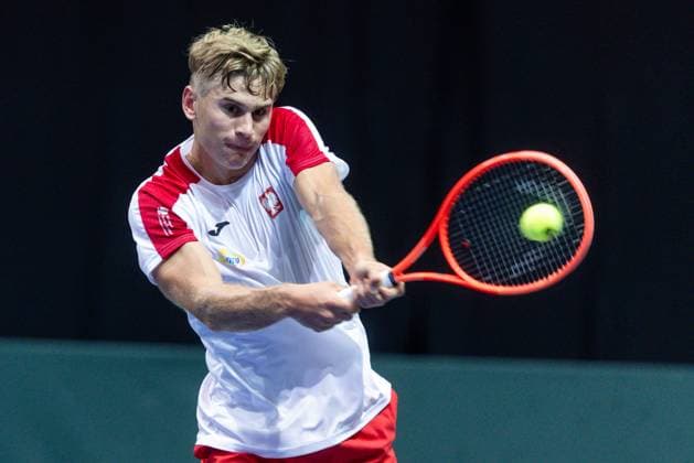 12h September 2025; Polsat Plus Arena, Gdynia, Poland; Davis Cup, World Group I, Poland versus Great Britain; Olaf Pieczkowski during his 2-set loss to Arthur Fery (GB)  FotoxOlimpik