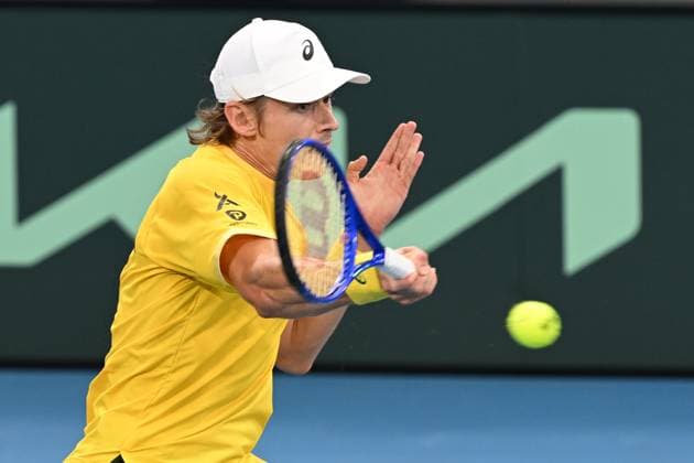 TENNIS DAVIS CUP AUSTRALIA BELGIUM, Alex de Minaur of Australia in action against Raphael Collignon of Belgium during the Davis Cup qualifying second round match at Ken Rosewall Arena in Sydney, Saturday, September 13, 2025. ( NO ARCHIVING, EDITORIAL USE ONLY SYDNEY NEW SOUTH WALES AUSTRALIA  Copyright: xDEANxLEWINSx 20250913139811960948