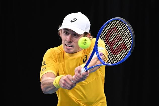 TENNIS DAVIS CUP AUSTRALIA BELGIUM, Alex de Minaur of Australia in action against Raphael Collignon of Belgium during the Davis Cup qualifying second round match at Ken Rosewall Arena in Sydney, Saturday, September 13, 2025. ( NO ARCHIVING, EDITORIAL USE ONLY SYDNEY NEW SOUTH WALES AUSTRALIA ALBION PARK  Copyright: xDEANxLEWINSx 20250913183549358910