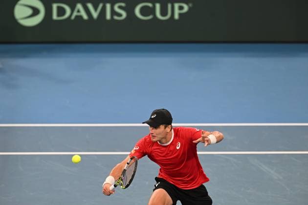TENNIS DAVIS CUP AUSTRALIA BELGIUM, Raphael Collignon of Belgium in action during his win over Alex de Minaur of Australia during the Davis Cup qualifying second round match at Ken Rosewall Arena in Sydney, Saturday, September 13, 2025. ( NO ARCHIVING, EDITORIAL USE ONLY SYDNEY NEW SOUTH WALES AUSTRALIA ALBION PARK  Copyright: xDEANxLEWINSx 20250913176950541160