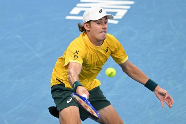TENNIS DAVIS CUP AUSTRALIA BELGIUM, Alex de Minaur of Australia in action against Raphael Collignon of Belgium during the Davis Cup qualifying second round match at Ken Rosewall Arena in Sydney, Saturday, September 13, 2025. ( NO ARCHIVING, EDITORIAL USE ONLY SYDNEY NEW SOUTH WALES AUSTRALIA ALBION PARK  Copyright: xDEANxLEWINSx 20250913184723550897