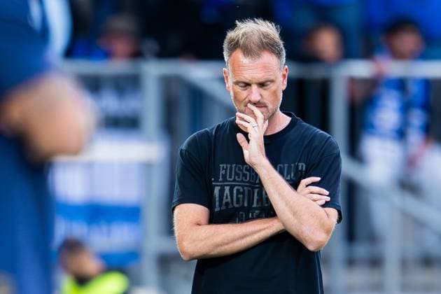 12 09 2025 Soccer, 2025 2026, 2 Bundesliga, 5 Matchday, DSC Arminia Bielefeld 1 FC Magdeburg Markus Fiedler Coach Magdeburg DFL REGULATIONS PROHIBIT ANY USE OF PHOTOGRAPHS AS IMAGE SEQUENCES AND OR QUASI VIDEO