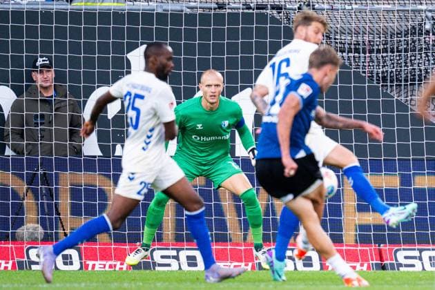 12 09 2025 Soccer, 2025 2026, 2 Bundesliga, 5 Matchday, DSC Arminia Bielefeld 1 FC Magdeburg M Dominik Reimann Magdeburg DFL REGULATIONS PROHIBIT ANY USE OF PHOTOGRAPHS AS IMAGE SEQUENCES AND OR QUASI VIDEO