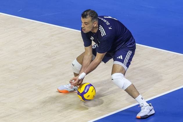 (250913) -- QUEZON CITY, Sept. 13, 2025 -- Foad Elmaarug of Libya competes during the pool G match between Canada and Libya at the 2025 FIVB Volleyball Men s World Championship, WM, Weltmeisterschaft in Quezon City, the Philippines, Sept. 13, 2025. ) (SP)THE PHILIPPINES-QUEZON CITY-VOLLEYBALL-FIVB MEN S WORLD CHAMPIONSHIP 2025-CAN VS LBA RouellexUmali 