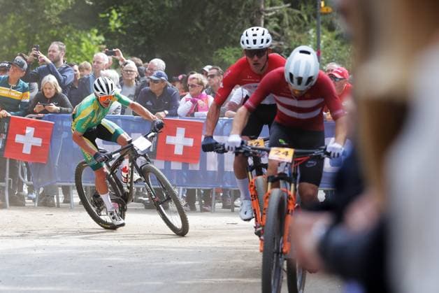 2025 UCI Mountain Bike World Championships Picture by Ed Sykes SWpix.com - 13 09 2025 - Cycling - 2025 UCI Mountain Bike World Championships - Cross-country Olympic - Crans-Montana, Valais, Switzerland - Men U23 - South Africa Copyright: x xSWpix.comx(t axPhotographyxHubxLtd)xEdxSykes SWpix.comx SWP-3030-3836