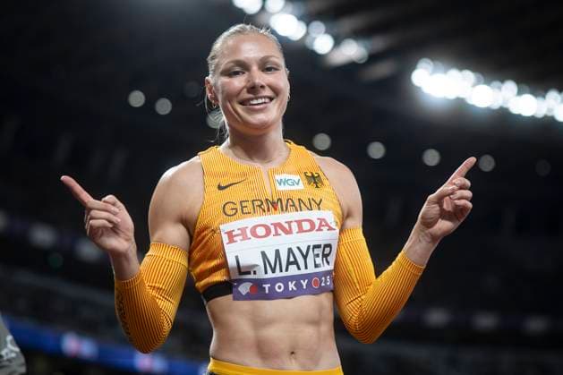 World Athletics Championships; Tokyo, 13.09.2025 Lisa Mayer (GER) nach dem 100m-Vorlauf an Tag 1 der World Athletics Championships im National Stadium in Tokyo, Japan am 13.09.2025. *** World Athletics Championships Tokyo, 13 09 2025 Lisa Mayer GER after the 100m preliminary heat on day 1 of the World Athletics Championships at the National Stadium in Tokyo, Japan on 13 09 2025 Copyright: xBEAUTIFULxSPORTS AxelxKohringx