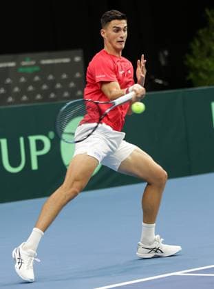 TENNIS - Davis Cup, HUN vs AUT DEBRECEN,HUNGARY,13.SEP.25 - TENNIS - ITF Davis Cup, qualification round 2, Hungary vs Austria. Image shows Alexander Erler (AUT).  GEPAxpictures xWalterxLuger