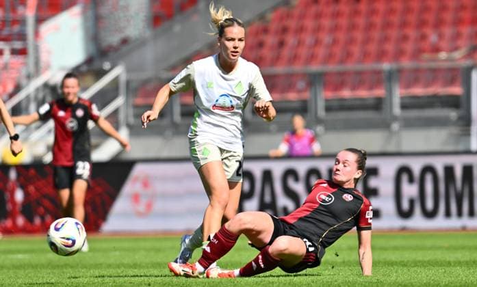 13 09 2025 Soccer Season 2025 2026 1 Google Pixel Women Bundesliga 02 Matchday 1 FC Nuremberg FCN Club Clubfrauen SV Werder Bremen SVW Sportfoto Zink xwoxzix Juliane Wirtz 28, SV Werder Bremen Jacqueline Baumgärtel 20, 1 FC Nuremberg FCN