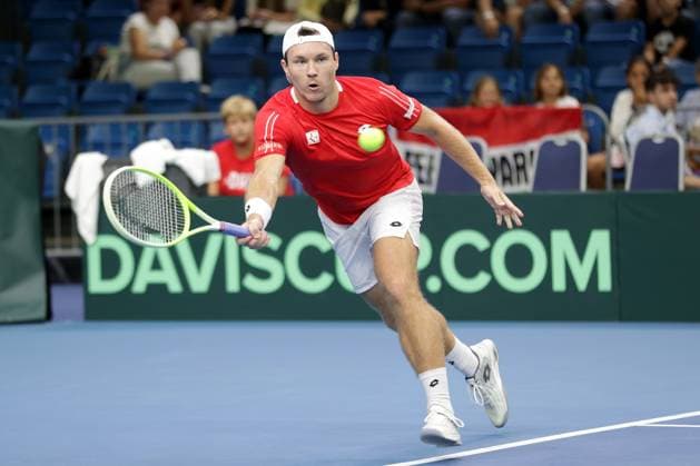 TENNIS - Davis Cup, HUN vs AUT DEBRECEN,HUNGARY,13.SEP.25 - TENNIS - ITF Davis Cup, qualification round 2, Hungary vs Austria. Image shows Lucas Miedler (AUT).  GEPAxpictures xWalterxLuger