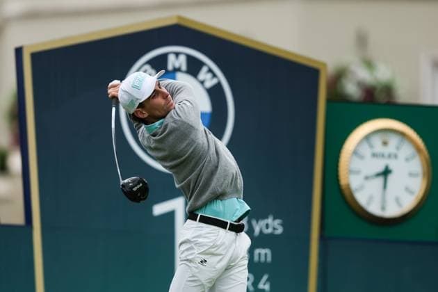 13th September 2025; Wentworth Club, London, England; The BMW PGA, Golf Herren Championship Round 3; Joaquin Niemann of Chile tees off from the 1st tee  HenningxvonxJagow