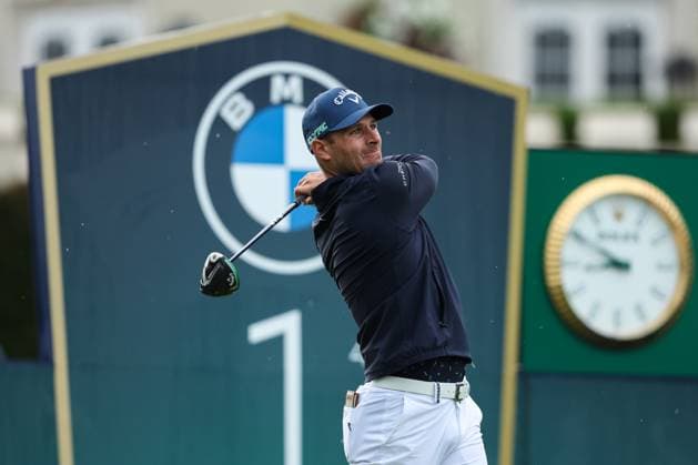 13th September 2025; Wentworth Club, London, England; The BMW PGA, Golf Herren Championship Round 3; Andrea Pavan of Italy tees off from the 1st tee  HenningxvonxJagow