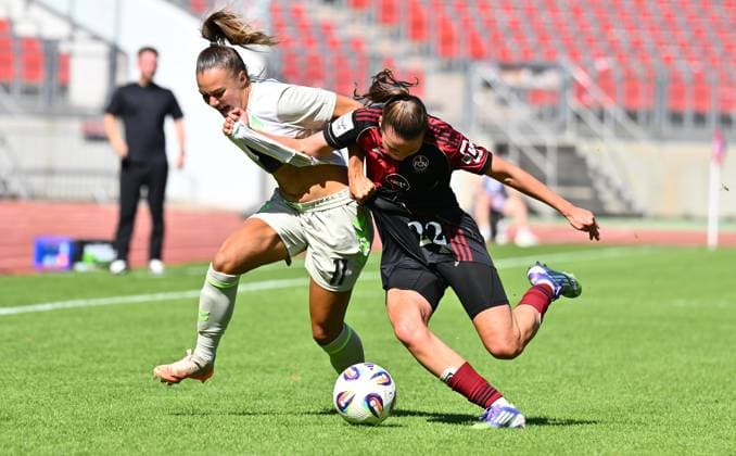 13 09 2025 Soccer Season 2025 2026 1 Google Pixel Women Bundesliga 02 Matchday 1 FC Nuremberg FCN Club Clubfrauen SV Werder Bremen SVW Sportfoto Zink xwoxzix Maja Sternad 11, SV Werder Bremen Julia Pollak 22, 1 FC Nuremberg FCN