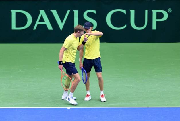 250913 AndrÃ Göransson and Erik Grevelius of Sweden during the Davis Cup tennis doubles match between Sweden and Tunisia on September 13, 2025 in Partille Photo Carl Sandin BILDBYRAN code CS CS0769 tennis davis cup sweden sverige tunisien tunisia bbeng dubbelsverige sweden  Copyright: CARLxSANDIN BB250913CS005