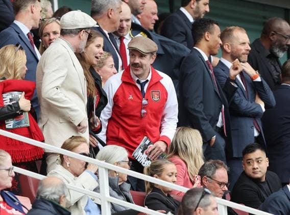 London, England, 13th September 2025. Actor Jason Sudeikis takes his seat during the Arsenal vs Nottingham Forest Premier League match at the Emirates Stadium, London. Picture credit should read: David Klein Sportimage EDITORIAL USE ONLY. No use with unauthorised audio, video, data, fixture lists, club league logos or live services. Online in-match use limited to 120 images, no video emulation. No use in betting, games or single club league player publications. SPI_004_DK_Arsenal_Forest SPI-4131-0004