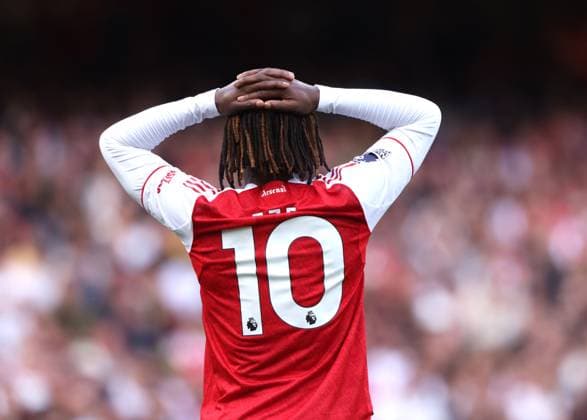 Eberechi Eze (A) at the Arsenal v Nottingham Forest EPL match, at the Emirates Stadium, London, UK on 13th September, 2025. 