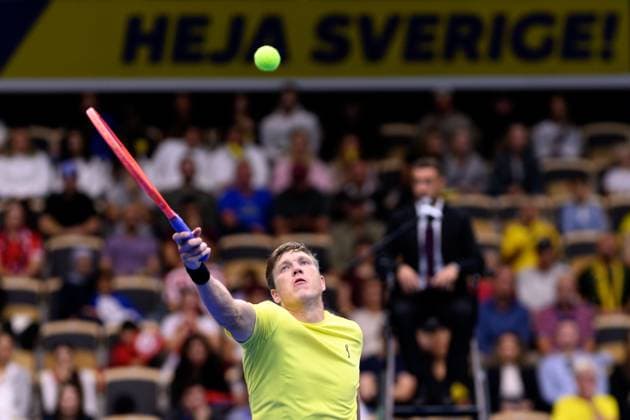 250913 AndrÃ Göransson of Sweden during the Davis Cup tennis doubles match between Sweden and Tunisia on September 13, 2025 in Partille Photo Carl Sandin BILDBYRAN code CS CS0769 tennis davis cup sweden sverige tunisien tunisia bbeng dubbelsverige sweden  Copyright: CARLxSANDIN BB250913CS028