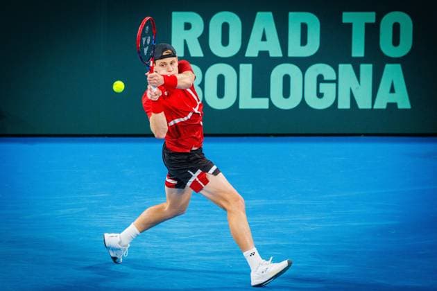 Belgian Zizou Bergs pictured duringa a tennis match between Belgian Bergs and Australian Thompson, during the qualifier of the Davis Cup, Saturday 13 September 2025, in Sydney, Australia. Belgium and Australia will compete this weekend in the second round of the Davis Cup qualifiers. PATRICKxHAMILTON  x134103014x