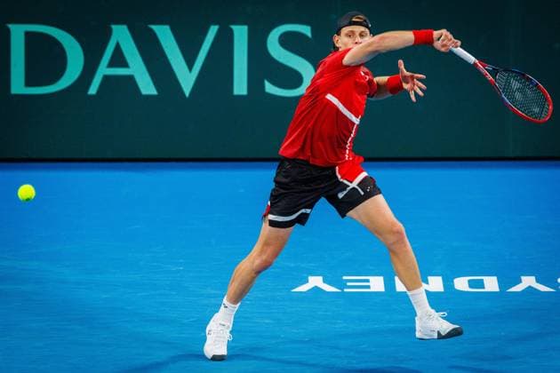 Belgian Zizou Bergs pictured duringa a tennis match between Belgian Bergs and Australian Thompson, during the qualifier of the Davis Cup, Saturday 13 September 2025, in Sydney, Australia. Belgium and Australia will compete this weekend in the second round of the Davis Cup qualifiers. PATRICKxHAMILTON  x134103019x