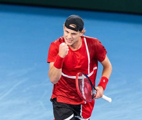 September 13, 2025, Sydney, Nsw, Australia: ZIZOU BERGS of Belgium reacts during his singles match against JORDAN THOMPSON of Australia in the Davis Cup tie between Australia and Belgium Sydney Australia - ZUMAt173 20250913_zsp_t173_018 Copyright: xStephanexThomasx