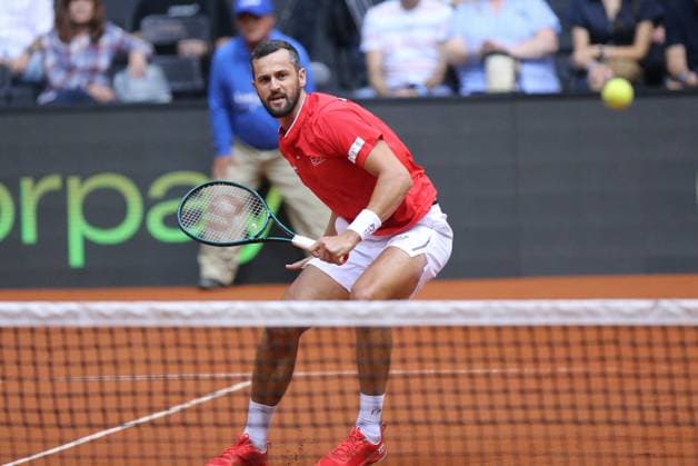 Croatia v France - 2025 Davis Cup Qualifiers Second Round: Day 2 OSIJEK, CROATIA - SEPTEMBER 13: Mate Pavic of Croatia during the 2025 Davis Cup Qualifier second round match against Benjamin Bonzi and Pierre-Hugues Herbert of France at Dvorana Gradski Vrt on September 13, 2025 in Osijek, Croatia.  DavidxJerkovic PIXSELL
