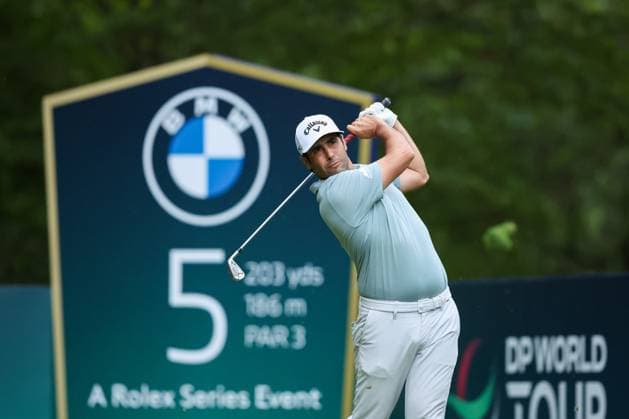 13th September 2025; Wentworth Club, London, England; The BMW PGA, Golf Herren Championship Round 3; Adrian Otaegui of United Arab Emirates tees off from the 5th tee  HenningxvonxJagow
