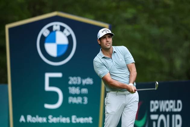 13th September 2025; Wentworth Club, London, England; The BMW PGA, Golf Herren Championship Round 3; Adrian Otaegui of United Arab Emirates tees off from the 5th tee  HenningxvonxJagow